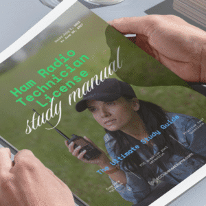 a person's hands holding the Ham Radio Technician License Study Manual
